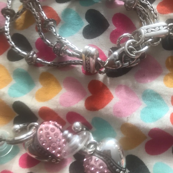 Brighton set of bracelet silver plate breast cancer awareness and pink earrings - Picture 5 of 10